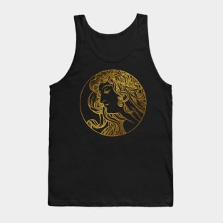 Art nouveau gold silhouette lady 4 Tank Top